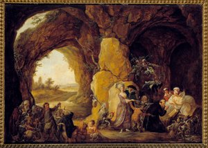 A tentação de Santo Antônio O eremita Santo Antônio o Grande (251-356) (ou Santo Antônio o Eremita ou Santo Antônio a Abadia) está sujeito às tentações do diabo no deserto. Pintura de Louis Joseph Watteau dit Watteau de Lille (1731-179