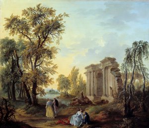 Caminhada Champetre Pintura de Louis Joseph Watteau dit Watteau de Lille (1731-1798) Século XVIII. Sol 1,02x0,8 m Marselha, musee des Beaux Arts