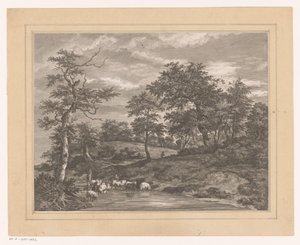 Paisagem florestal com pastoreio perto de um lago
Le Petit Aubrevoir de Louis Joseph Masquelier