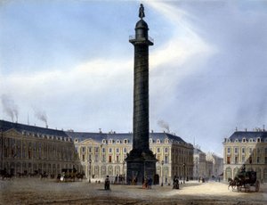 Vista da Coluna e Lugar Vendôme - em "Paris en 1837" por Arnout de Louis Jules Arnout