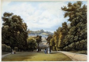 Chateau de Saint Cloud, ao lado do Parc. Em "Paris e seus arredores". de Louis Julien Jacottet