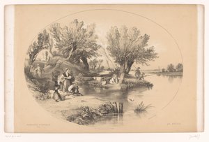 Pescadores em um lago Passeios pitorescos (título da série) Passeios pitorescos (título da série no objeto) de Louis Julien Jacottet