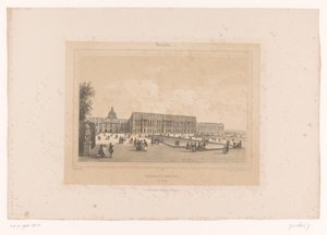 Vista do Palácio de Versalhes dos jardins Fachada du Château, Côté du Parc (título no objeto) Rostos dentro e ao redor de Paris (título da série) Versalhes (título da série no objeto) de Louis Julien Jacottet