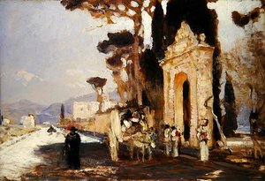 Uma Estrada Italiana com Portão de um Parque Barroco de Louis Kolitz