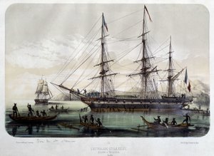 O Astrolabe (novo nome da "Shell") e o Zelee, barcos de Jules Dumont d