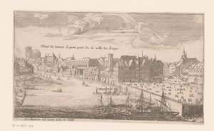 Vista de Liège Vue de dessus le petit pont de la ville de Liege (título no objeto) de Louis Le Meunier