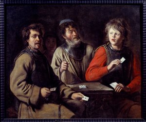 Soldados Jogando Cartas Pintura por Louis Le Nain (1593-1648) 1640 Aix en Provence, Musee Granet