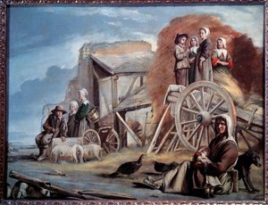 O carrinho ou o retorno do feno - óleo sobre tela de Louis le Nain