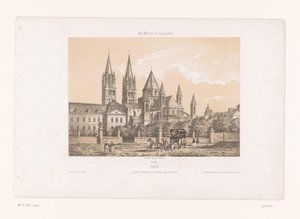 Zicht op de Abbaye aux Hommes met de Église Saint-Étienne te Caen
Caen. O grande Santo Estêvão, ou a Abadia dos Homens (título sobre o objecto)
Hedendaags Frankrijk (título da série)
La France de nos jours (título da série sobre o objecto)