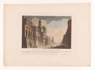 Vista de uma rua em Nápoles Vue de la Grande Rue de Naples (título no objeto) Paisagens urbanas na Itália, Espanha e Egito (título da série)