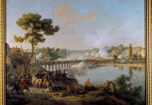 O General Bonaparte dá as suas ordens para a batalha da ponte de Lodi (10 de Maio de 1796) durante a primeira campanha da Itália (1796-1797) Pintura de Louis Francois Lejeune (1775-1848) Sol do século XIX. 1,85 x 2,40 m de Louis Lejeune