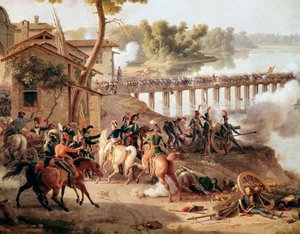 Napoleão Bonaparte dando ordens durante a Batalha de Lodi