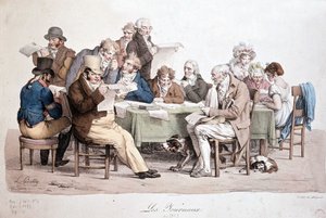 Homens lendo jornais - gravando Louis Boilly intitulado "Les journaux". de Louis Leopold Boilly