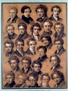 Retrato dos alunos do atelier do pintor Antoine Jean Gros (1771-1835) Desenho de Louis Leopold Boilly (1761-1845) 1820 Paris, B.N. de Louis Leopold Boilly