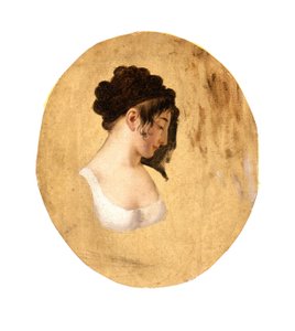Perfil da cabeça de uma jovem mulher, c.1794 (óleo sobre papel sobre tela) de Louis Leopold Boilly