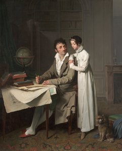 O retrato da lição de geografia de Monsieur Gaudry e sua filha de Louis Leopold Boilly