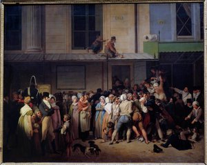 A entrada no teatro dos quadrinhos ambíguos tem uma representação livre Pintura de Louis Leopold Boilly (1761-1845) Sun. 0,66x0,80 m. de Louis Leopold Boilly