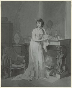 Mulher na frente de uma lareira de Louis Leopold Boilly