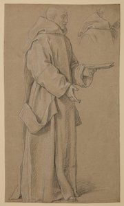 Monge de pé, e estudo de um capuz de Louis Licherie de Beuron (attr. to)