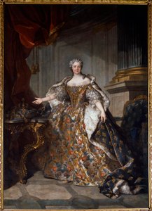 Retrato de Marie Lesczinska (Lesczynska) (1703-1768) Rainha de França Pintura de Louis Tocque (1696-1772) 1740 Sol. 2,77x1,91 m - Retrato de Marie Leczinska (Leszczynska) (1703-1768) - Pintura de Louis Tocque (1696-1772), óleo sobre tela (277x7x191 cm) de Louis Tocqué