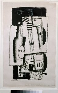 Natureza morta, estudo para uma pintura sobre vidro (pintura, século XX) de Louis Marcoussis