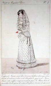 Vestido de noiva e coiffure, placa de moda nº 4 da série 