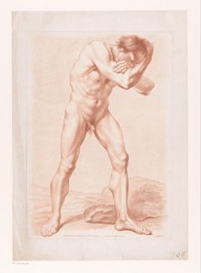 Homem nu em pé com os braços dobrados à volta da cabeça de Louis Marin Bonnet (attributed to)