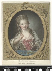 Jovem mulher com um cão
Os Prazeres da Educação (título sobre o objecto) de Louis Marin Bonnet
