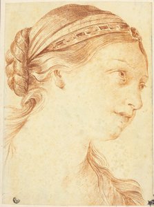 Cabeça de mulher em perfil de três quartos para a direita de Louis Marin Bonnet