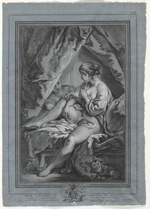 Jovem mulher sentada em uma cama, 1764-1767. de Louis Marin Bonnet
