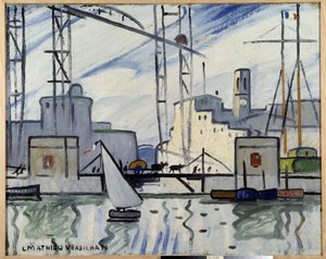 Marselha, a ponte de balsa Pintura por Louis Mathieu Verdilhan (1875-1928) ca. 1918-1920 Musee Cantini, Marselha