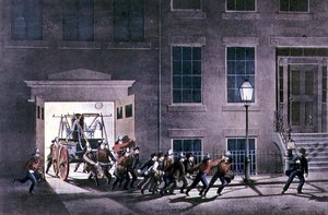 The Night Alarm, pub. por Currier e Ives, Nova Iorque