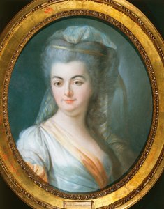 Retrato de mulher velada por Louis Michel van Loo (1707-1771), pastel sobre pergaminho de Louis Michel van Loo