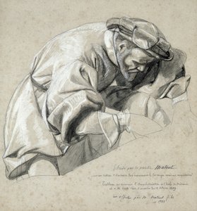 Estudo de Ambroise Pare (c.1510-90), o &39;Pai da Cirurgia Moderna&39; (carvão e giz branco lavado sobre papel) de Louis Nicolas Matout