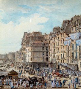 Vida marítima nas docas do porto de Paris em 1782 Peniches e actividades comerciais no Sena. Detalhe. Desenho de Louis de Lespinasse (1734-1808) 1782 Paris, Musee Carnavalet