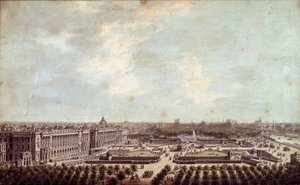 Vista da Place Louis XV (atual Place de la Concorde em Paris Aquarela de Louis Nicolas de Lespinasse (1734-1808) 1778 Paris, Musee Carnavalet