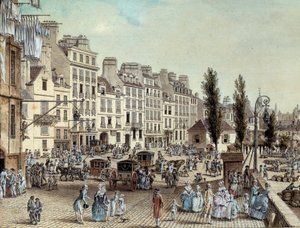 Vista do porto Saint Paul em Paris em 1782 Promenades nas margens do Sena. Desenho de Louis de Lespinasse (1734-1808) 1782 Paris, Musee Carnavalet