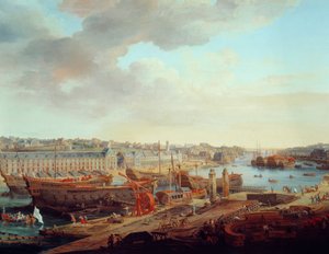 Estaleiro: "A Cidade de Brest" Detalhe. Pintura de Louis Nicolas van Blarenberghe (1716-1794) 1774 de Louis Nicolas van Blarenberghe
