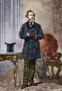 Retrato de Phileas Fogg, personagem de Le tour du monde en oitenta jours" romance d
