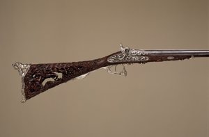 Espingarda de percussão de cano duplo, francesa, Paris, datada de 1854 de Louis Perrin