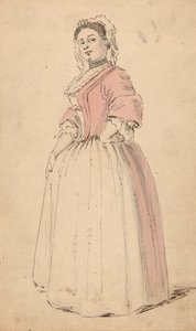 Uma jovem mulher com um vestido cor-de-rosa de Louis Philippe Boitard