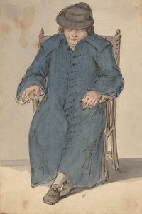 Homem a dormir com um casaco azul longo de Louis Philippe Boitard