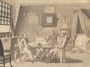 Auto-retrato com Dois Jovens Homens de Louis Philippe Boitard