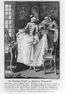 The Harlots Nurse ou Procuress Modern, pub. 1750 (gravura do bw)