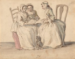 Três damas sentadas de Louis Philippe Boitard