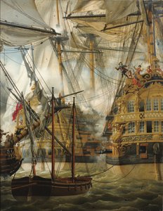 HMS Cumberland lutando contra os Le Lys e La Gloire, 1827
