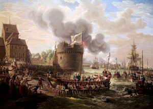 O Rei Luís XVI visita as obras do porto de Cherbourg em 23/06/1786 Pintura de Louis Philippe Crepin (1772-1851) 1786 Paris, Musee du Louvre.
