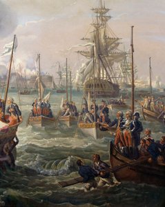 Frota real após Luís XVI em Cherbourg 23 de Junho de Louis Philippe Crepin