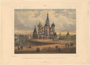 A Catedral de Basílio em Moscou, 1845 de Louis Pierre Alphonse Bichebois