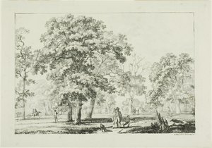 Pessoas andando em uma floresta de Louis Pierre Baltard